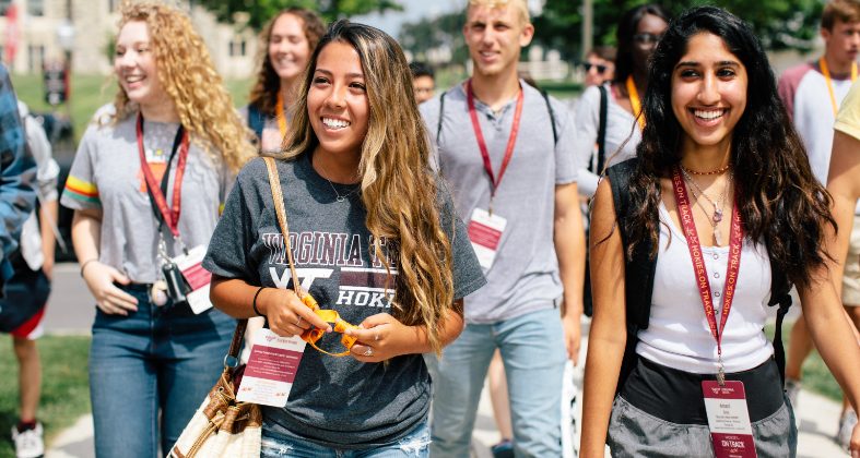 students walking on campus